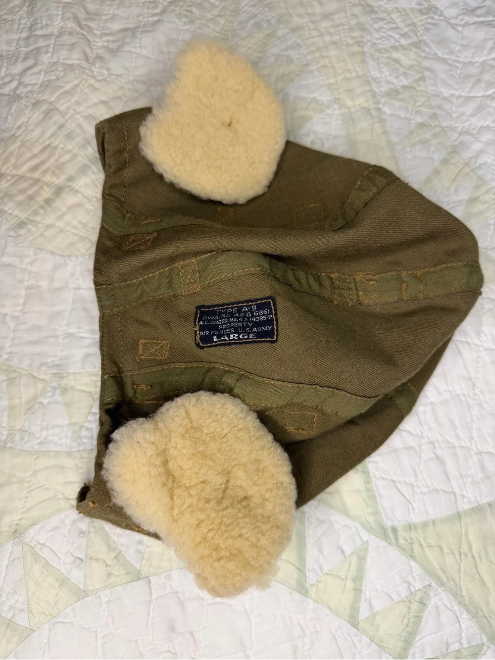 VTG WW2 US Army Air Force Type A-9 Cloth Flight Helmet Size Large - Picture 8 of 12